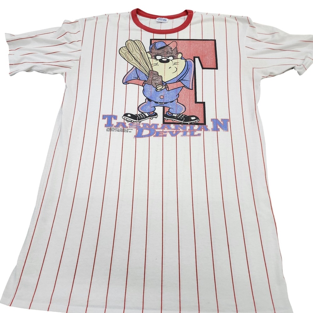 Vintage Flirts Shirt Mens Large Looney Tunes Tasmanian Devil Baseball Tee